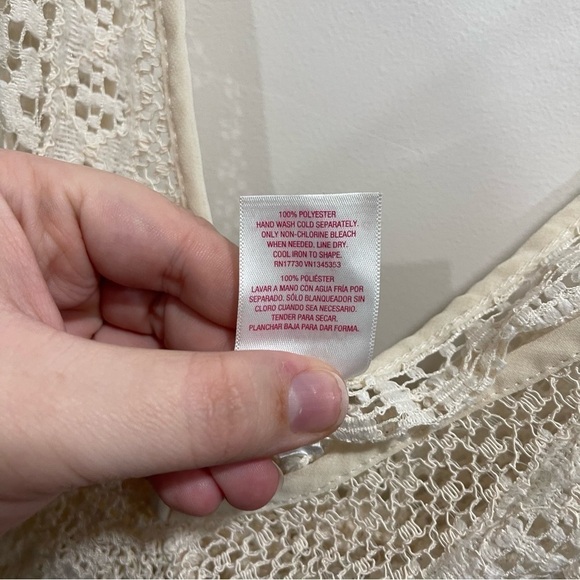 Xhilaration Lace Crochet Kaftan Mini Dress Swim Cover-Up in Cream Large - Picture 6 of 8